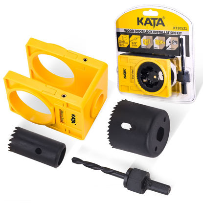 Picture of KATA 1-3/8" - 1-3/4" Door Lock Installation Kit for Wooden Doors with Guide Template, Door Lock Hole Saw, Carbon Steel