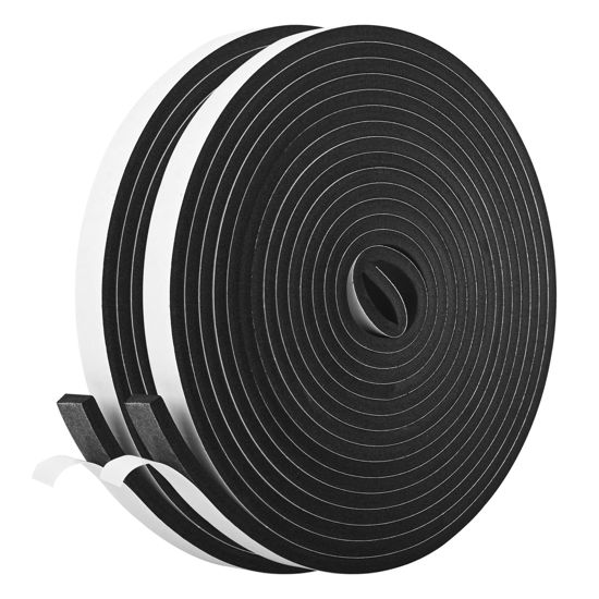 Picture of Self Adhesive Foam Tape Weatherstrip 1/2In x 1/4In x 42Ft High Density Foam Insulation Strips Foam Seal Weather Stripping with Strong Adhesive for Door and Window Sound Isolation Soundproofing