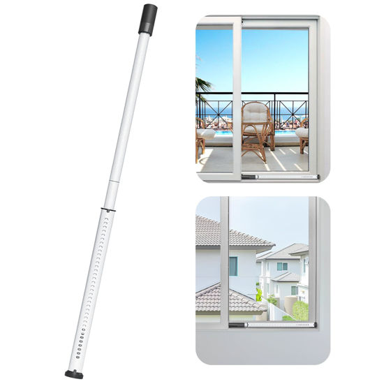 Picture of AceMining Sliding Door Security Bar,Heavy Duty Sliding Patio Door Lock Bar, 20-50inch Adjustable Multi-use Window Security Bars, Sliding Door Stopper,White,1Pack