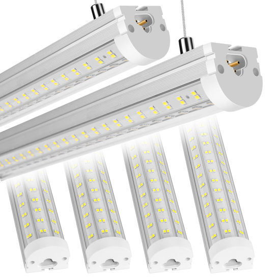 Picture of Phiwicsh 8FT LED Shop Light, U Shape 125W Integrated LED Tube Light, 6500K Clear White, 20000LM Super Bright LED Lighting, Flush Mount/Hanging Linkable LED Ceiling Lights for Garage, Plug&Play,6 Pack