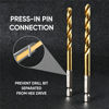 Picture of amoolo Hex Shank Drill Bit Set (13Pcs Set+3 Pcs Free), Premium 4341 HSS Titanium Impact Hex Drill Bits for Wood, Steel, Metal, Plastic, Quick Change Design (1/16 -1/4 )