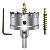 Picture of ASNOMY Tungsten Carbide Tipped Hole Saw Drill Bit for Hard Metal, 3 Inch T.C.T Hole Saw Cutter with 2pcs Titanium-Plated Pilot Drill bit for Metal, Steel, Iron, Wood, Plastic