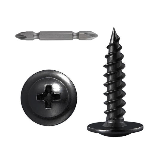 Picture of Wensilon (250 pcs)#8×1" Black Truss Head Wood Screws Quick Metal Self Tapping Zinc Oxide