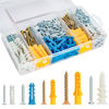 Picture of KURUI Wall Anchors Kit for Sheetrock Concrete Brick 350PCS, 175 Drywall Anchors and 175 Flat Head Screws, 5 Sizes Dry Wall Anchor Assortment Set, Picture Hanging Anchors for Frame Curtain Rod Art