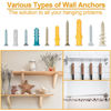 Picture of KURUI Wall Anchors Kit for Sheetrock Concrete Brick 350PCS, 175 Drywall Anchors and 175 Flat Head Screws, 5 Sizes Dry Wall Anchor Assortment Set, Picture Hanging Anchors for Frame Curtain Rod Art