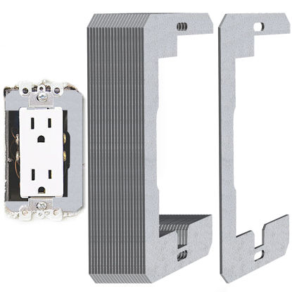 Picture of DECOHS 20 Pcs Wall Plate Spacer- Metal Flush Fit Device Leveling Plates- Receptacle Spacers Shims Leveler for Fixing Walls Electrical Outlet Electrical Boxes