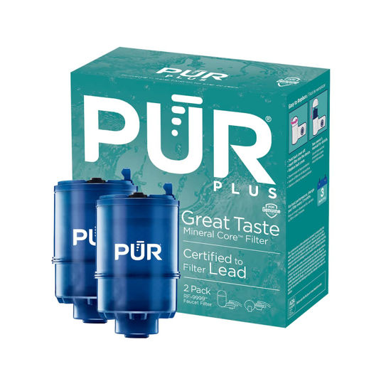 Picture of PUR PLUS Faucet Mount Replacement Filter 2-Pack, Genuine PUR Filter, 3-in-1 Powerful, Natural Mineral Filtration, Lead Removal, 6-Month Value, Blue (RF99992)