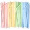 Picture of [200 Pack] Flexible Disposable Plastic Drinking Straws - 7.75" High - Assorted Colors Striped