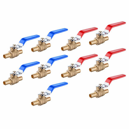 Picture of (Pack of 10) EFIELD 1/2 Inch Pex Crimp Brass Full Port Shut-off Ball Valve for Hot and Cold Water, UPC Certified