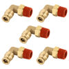 Picture of Boeray 1/4" Quick Push to Connect Fittings Brass 90 Degree Union Swivel Elbow Joint DOT Approved 1/4" Tube OD x 1/4" NPT Thread Air Brake Line Adapter Air Suspension Kit for Car Truck Trailers 5pcs
