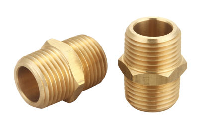 Picture of T TANYA HARDWARE 1/2 inch x 1/2 inch NPT Brass Hex Nipple Male Pipe Adapter (2 Piece)