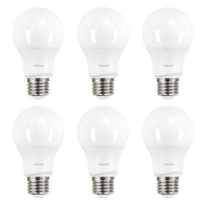 Picture of Linkind A19 LED Light Bulbs Dimmable, 60W Equivalent, 2700K Soft White, 9.5W 800 Lumens, E26 Standard Base, UL Listed, Lighting for Bedroom Living Room Home Office, 6 Packs