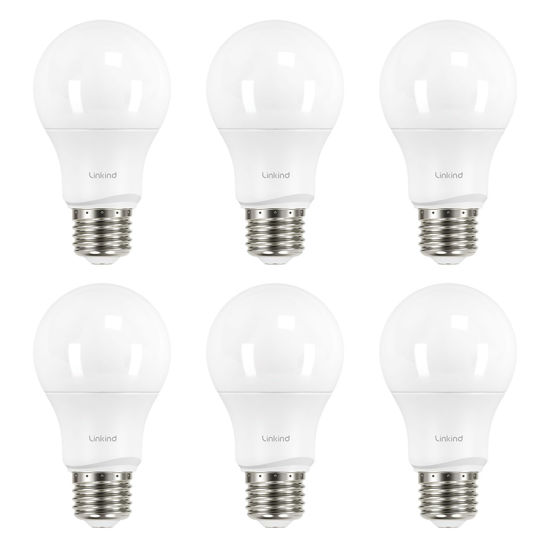 Picture of Linkind A19 LED Light Bulbs Dimmable, 60W Equivalent, 2700K Soft White, 9.5W 800 Lumens, E26 Standard Base, UL Listed, Lighting for Bedroom Living Room Home Office, 6 Packs