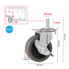 Picture of WHARSTM Caster Wheels, 3" Locking Swivel Stem Casters Set with Brake of 4, 3/8"-16 x 1" (Screw Diameter 3/8", Length 1")Rubber Casters with 360 Degree No Noise Wheels