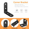Picture of Blingstar L Bracket Stainless Steel Corner Brace 16 Pcs 1.57x1.57 Inch Joint Right Angle Bracket 90 Degree Corner Fastener for Wood Furniture Bedframe Cabinet Drawer Chair, with 64 Pcs Screws, Black