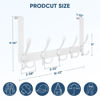 Picture of TICONN Over The Door Hooks, 5 Heavy Duty Tri Coat Rack All Metal Coat Hanger for Jacket Hat Towel Bags in Bathroom Bedroom Dorm (White, 1PK)