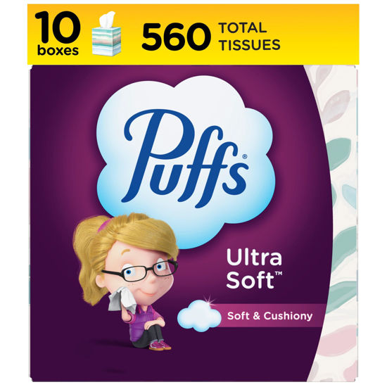 Picture of Puffs Ultra Soft Non-Lotion Tissues, 10 Cubes, 56 Tissues Per Box