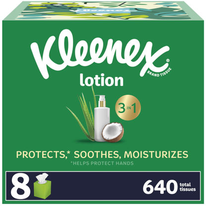 Picture of Kleenex Lotion Facial Tissues with Coconut Oil, 8 Cube Boxes, 80 Tissues Per Box, 3-Ply