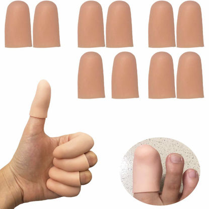 Picture of Gel Finger Protectors Finger Caps Silicone Fingertips Protection - Finger Cots Great for Trigger Finger, Finger Arthritis, Finger Cracking and Other Finger Pain Relief(Nude, Medium)