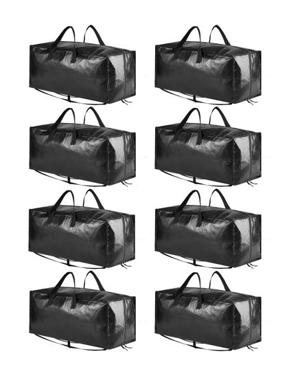 Picture of SpaceAid Heavy Duty Moving Bags, Extra Large Storage Totes W/Backpack Straps Strong Handles & Zippers, Alternative to Moving Boxes, Packing & Moving Supplies, Black (8 Pack)