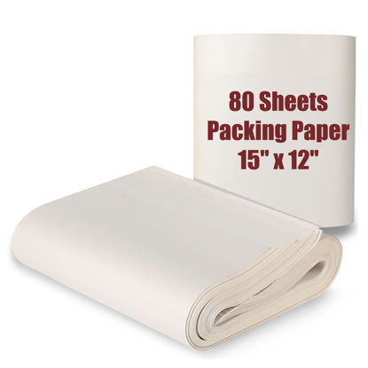 Picture of 15" x 12" Packing Paper Sheets for Moving Supplies, Newsprint Paper for Moving Boxes, Wrapping Paper for Moving, Shipping, Packaging, Small Packing Box, Dishes Glasses Box Filler Materials 80 Sheets