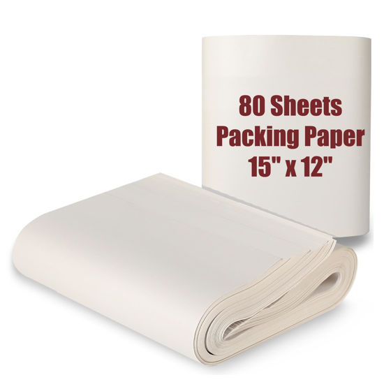 Picture of 15" x 12" Packing Paper Sheets for Moving Supplies, Newsprint Paper for Moving Boxes, Wrapping Paper for Moving, Shipping, Packaging, Small Packing Box, Dishes Glasses Box Filler Materials 80 Sheets