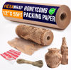 Picture of Honeycomb Packing Paper 12" x 55ft with Rope & 20 Fragile Stickers|Shipping & Moving Supplies|Small Business Packaging Supplies|Eco Friendly Bubble Wrap Packing Boxes for Moving