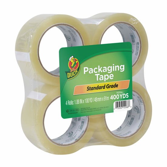 Picture of Duck Brand Standard Packaging Tape Refills - 4 Extra Long Rolls of Clear Packing Tape - Shipping, Mailing and Moving Supplies - 3" Core - 1.88 Inch x 100 Yards, Clear (240593)