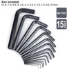 Picture of EFFICERE 30-Piece Premium Hex Key Allen Wrench Set, SAE and Metric Assortment, L Shape, Chrome Vanadium Steel, Precise Chamfered Tips | 0.028-3/8 inch 0.7-10 mm In Storage Case