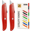 Picture of DIYSELF 2Pack Utility Knife Box Cutter Retractable Blade Heavy Duty(Red)