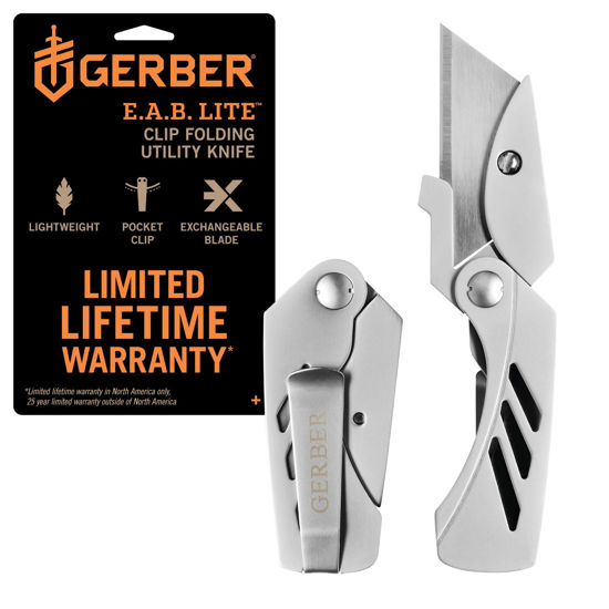 Picture of Gerber Gear EAB Lite Pocket Razor Knife with Money Clip - EDC Gear Folding Stainless Steel Utility Knife with Box Cutter Blade for Everyday Carry