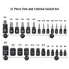 Picture of MIXPOWER 25 Piece Torx Bit and Socket Set, 13 Star Bits (T8- T60) & 12 E-Torx Sockets (E4-E22), Professional Grade Auto & Motorcycle Mechanic Set