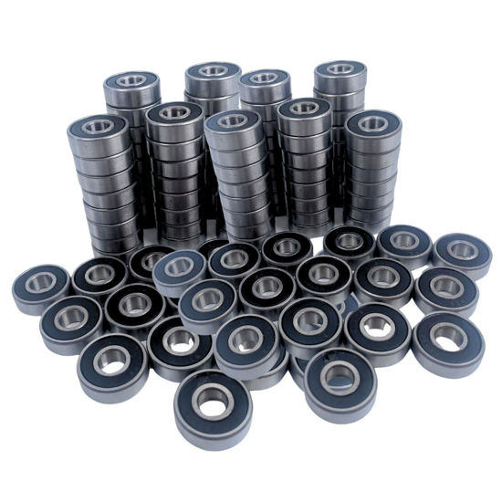 Picture of EXERAUO 100 Pack 608 2RS Bearings, 8x22x7mm RS Ball Bearing Grease Seal Assembly Roller Skateboard Bearings, for Electric Motor, Skateboards, Inline Skates, 3D Printer