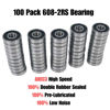 Picture of EXERAUO 100 Pack 608 2RS Bearings, 8x22x7mm RS Ball Bearing Grease Seal Assembly Roller Skateboard Bearings, for Electric Motor, Skateboards, Inline Skates, 3D Printer