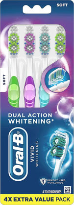 Picture of Oral-B Advantage Vivid Dual Action Whitening Toothbrushes, Soft, Tooth Brush Pack of 4 Count, Tooth Brushes (Packaging and Product Color May Vary)