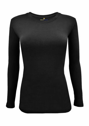 Picture of Natural Uniforms Women's Under Scrub Tee Crew Neck Long Sleeve T-Shirt (Black, Large)