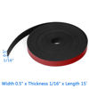 Picture of WochiTV Adhesive Solid Rubber Strips, 1/2" Wide x 1/16" Thick x 180" Long Self Stick Black Neoprene Rubber Rolls Perfect for DIY Insulation Cushion Gasket, Sealing, Liner, Weather Striping