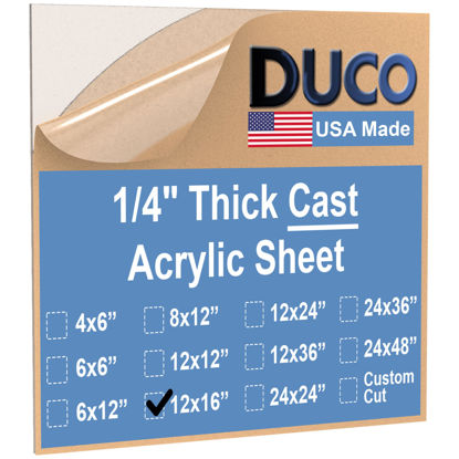 Picture of Duco Clear Cast Acrylic Sheet 1/4 Inch Thick 12" X 16" - Pack of 1 (6mm) Clear Acrylic Sheet - Transparent Plexiglass Panel for DIY Crafts, Window Replacements, Signs, Displays, and More