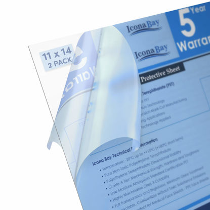 Picture of Icona Bay PET Plexiglass, Thin & Flexible Plastic Sheets (11x14 x 0.03 inch, Clear, 2 Pack), Easy to Cut for DIY Art Projects, Picture Frame Replacement Glass, PET Sheeting is Pliable Unlike Acrylic