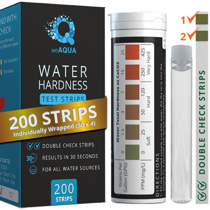 Picture of WeAQUA Water Hardness Test Kit - DoubleCheck200 Strips with Sample Cup - Hard Water Testing Kit