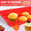 Picture of Walfos Mini Silicone Muffin Pan - 24 Cups, BPA Free and Dishwasher Safe, Non-stick Silicone Cupcake Baking Pan, Great for Making Muffin Cakes, Tart, Bread