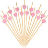 Picture of Minisland Pink Love Heart Cocktail Picks, 4.7 Inch Long Bamboo Fancy Toothpicks for Appetizers, Decorative Bridal Wedding Valentines Party Food Drinks Garnish Fruit Skewer Sticks 100 Counts -MSL134