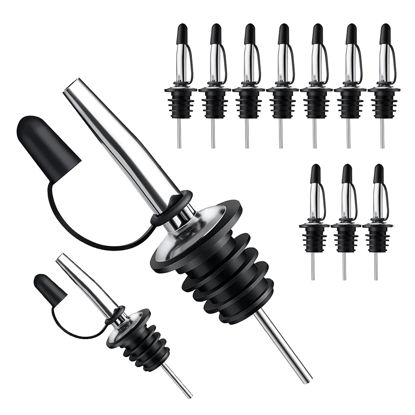 Picture of Pafusen 12 Pack Liquor Pour Spout, Pour Spouts for Bottles, Liquor Bottle Pourers for Alcohol, Olive Oil, Liquor Pourers with Dust Caps, Speed Pourers, Bar Bartender Accessories