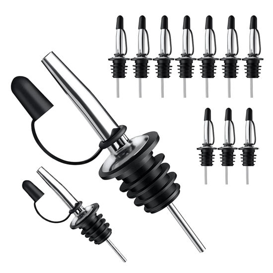 Picture of Pafusen 12 Pack Liquor Pour Spout, Pour Spouts for Bottles, Liquor Bottle Pourers for Alcohol, Olive Oil, Liquor Pourers with Dust Caps, Speed Pourers, Bar Bartender Accessories