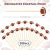 Picture of 100 Pcs Football Toothpicks, 4.72 Inch Football Cocktail Picks for Appetizers, Long Bamboo Toothpicks, Decorative Toothpicks Skewers for Holiday Birthday Party Decorations (Football)