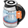 Picture of Chefman Electric Kettle with Temperature Control, 5 Presets LED Indicator Lights, Removable Tea Infuser, Glass Tea Kettle & Hot Water Boiler, 360° Swivel Base, BPA Free, Stainless Steel, 1.8 Liters