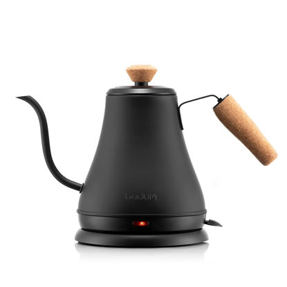 Picture of Bodum 27oz Bistro Gooseneck Electric Water Kettle, Pour Over Coffee & Tea, Stainless Steel, Matte Black