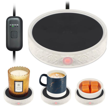 Picture of Coffee Mug Warmer for Desk, Electric Candle Warmer with Auto Shut Off, 2-4-8 Hour Timed Smart Cup Warmer for Heating Coffee, Beverage, Milk, Tea and Hot Chocolate(No Cup-White)