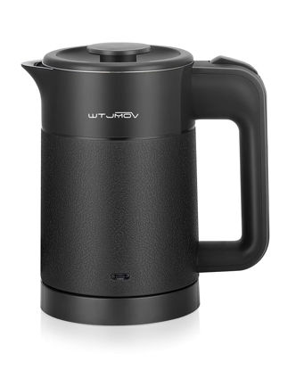 Picture of WTJMOV 0.6L Small Electric Tea Kettle Lightweight, 20 Ounce Double Wall Hot Water Boiler Stainless Steel Auto Shut-off, 120V Portable Travel Electric Kettle Fast Boil for Tea and Coffee, Black