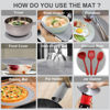 Picture of 2 in 1, Aidacom Microwave Place Mat & Food Cover- Mat as Bowl Holder, for Splatter Guard, Multi-use: Silicone Trivet, Pot Holders, Drying, Baking, Utensils Rest for Kitchen Counter, Grey